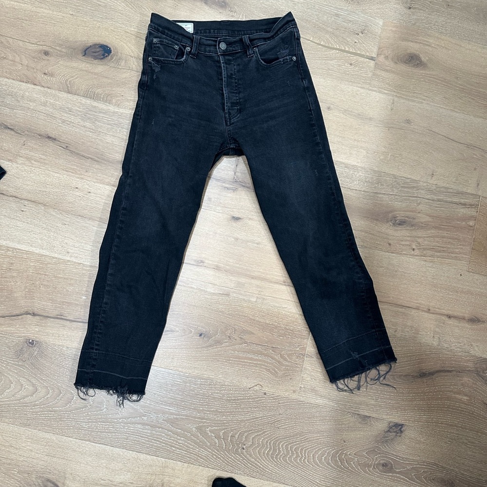 Women's Black Frayed Hem Jeans